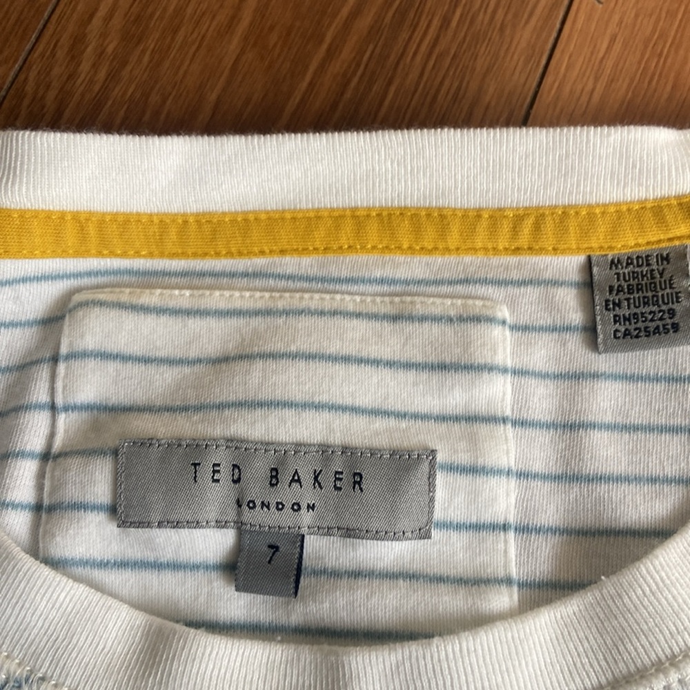 Ted Baker London Men's White Light Blue Stripes Long